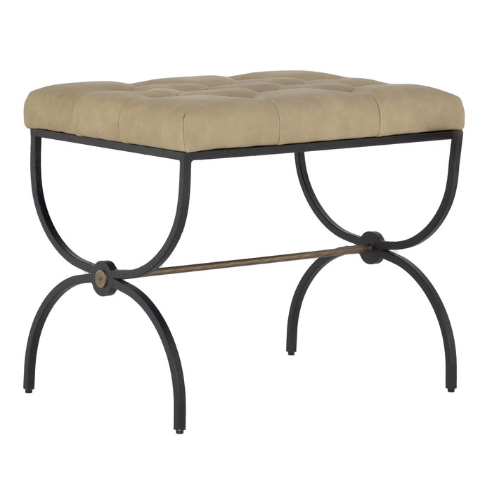 Gabby - SCH-161205 - Stool - Galvin - Light Gray Leather|Textured Black|Brushed Brass