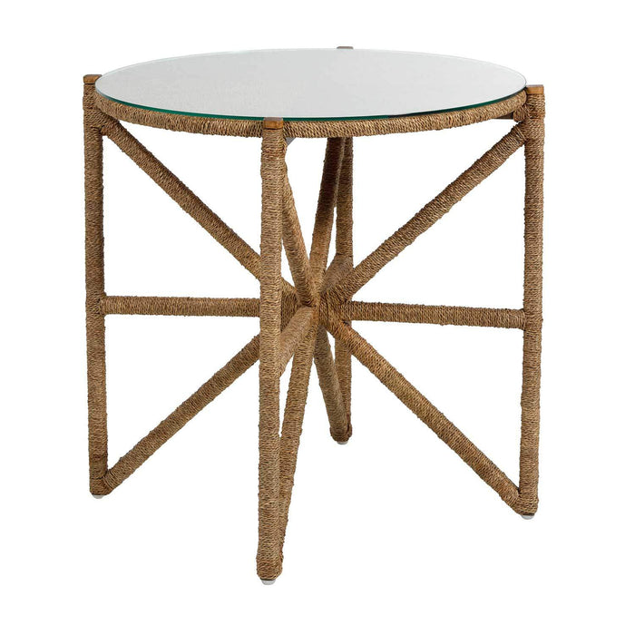 Gabby - SCH-162030 - Side Table - Nigel - Natural Wood|Natural Seagrass|Clear Tempered Glass