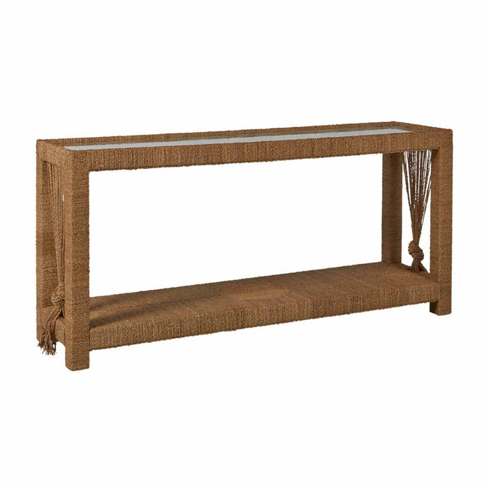 Gabby - SCH-163295 - Console Table - Hutch - Natural Seagrass|Tempered Glass
