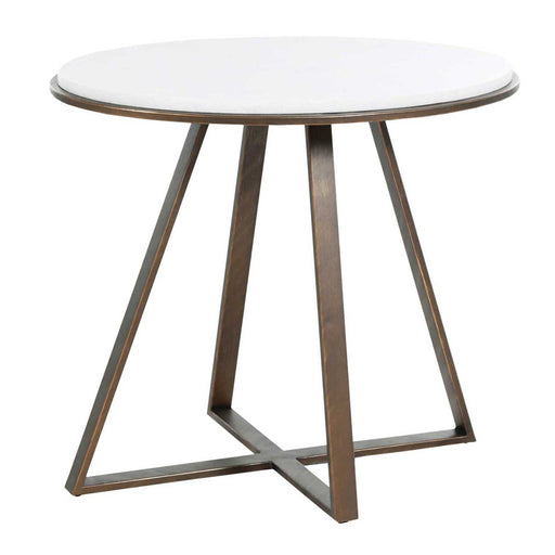 Rylan Side Table Brushed Copper|Roman White Marble