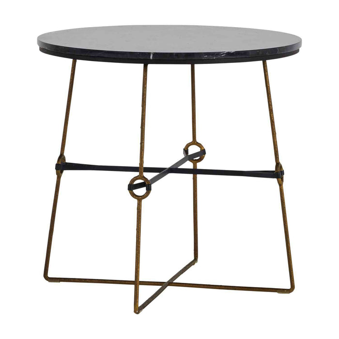 Gabby - SCH-166130 - Side Table - Stefan - Black Marble|Textured Stain Brass|Black Metal