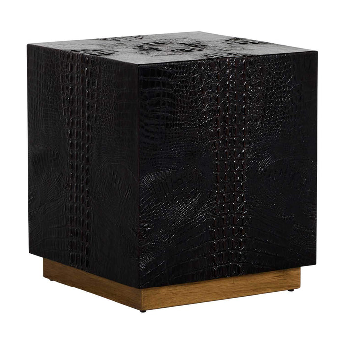 Gabby - SCH-166150 - Side Table - Fenton - Cream Alligator Skin Texture|Brushed Antique Gold