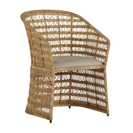 Libby Dining Chair Natural Rattan|Dark Gray Metal|Vienna Custard