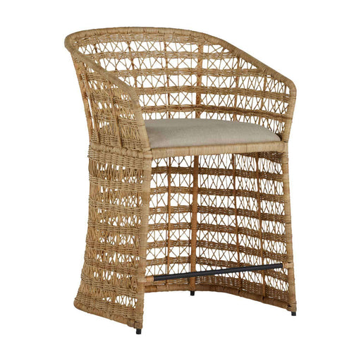 Libby Counter Stool Natural Rattan|Dark Gray Metal|Vienna Custard
