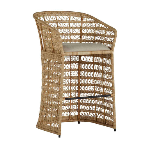 Libby Bar Stool Natural Rattan|Dark Gray Metal|Vienna Custard