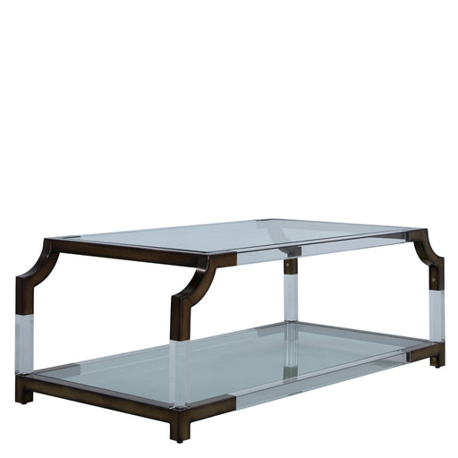 Kensley Coffee Table Tempered Glass|Mountain Brass