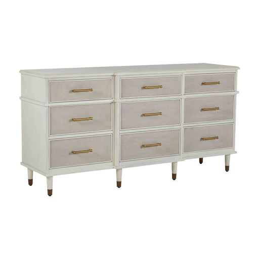 Leona Dresser Parchment White|Antique Brass|Natural Linen