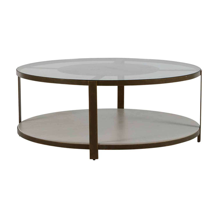 Gabby - SCH-168110 - Coffee Table - Marlon - Textured Black|Brushed Brass|Cerused White