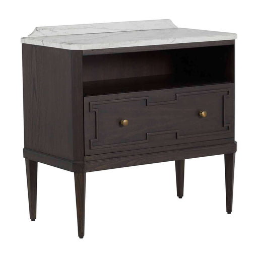 Glenwood Nightstand Forest Black|Agros White Stone|Brass