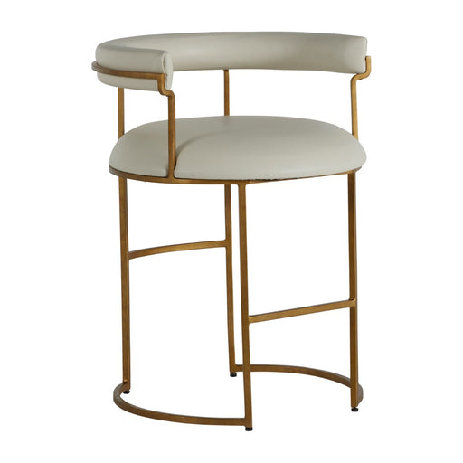Mack Counter Height Stool Stained Gold|White Leather