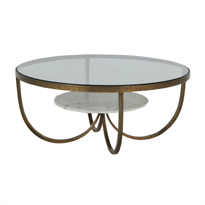 Gabby - SCH-169185 - Coffee Table - Wilbur - Forged Champagne|Ivory Marble