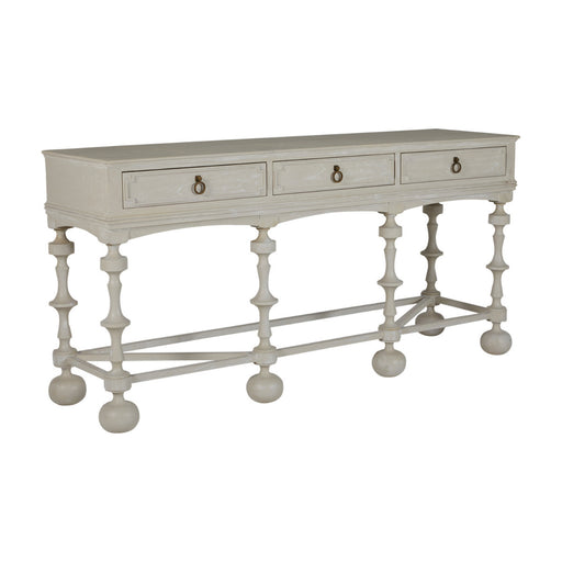 Arrington Console Table Cerused White|Antique Brass