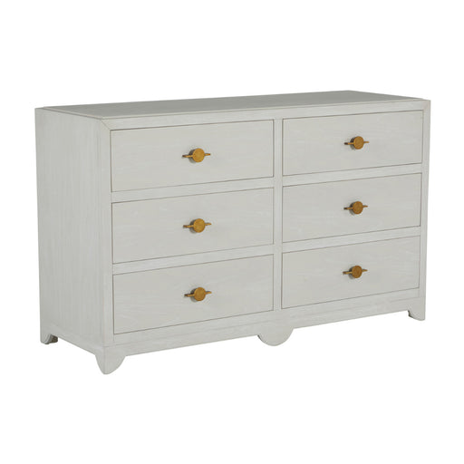 Fairmont Dresser Cerused White|Stained Gold