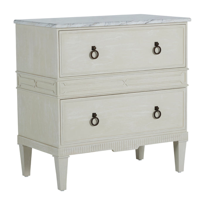 Gabby - SCH-169275 - Nightstand - Archie - Cerused White|Agros White Stone|Antique Bronze