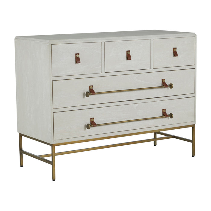 Gabby - SCH-169285 - Dresser - Maya - Cerused White|Stained Brass|Caramel Brown Leather