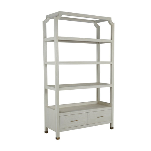 Crest Bookcase Cerused White|Stained Brass