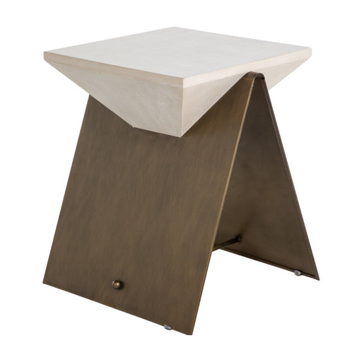 Cornet Side Table Cerused White|Brushed Brass
