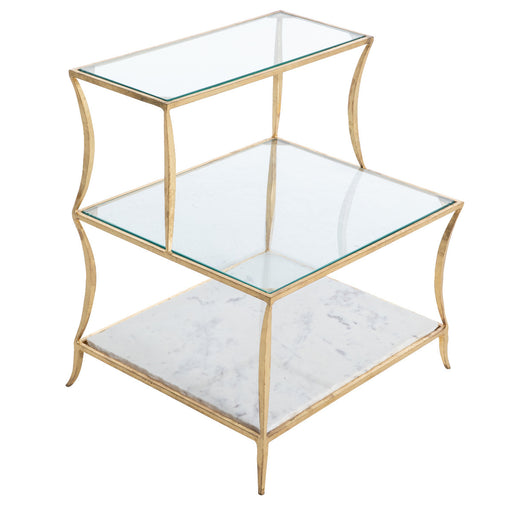 Hirsch Side Table Royale Leaf|Specked White Marble