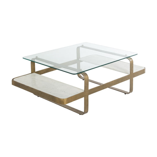 Winnipeg Coffee Table Forged Champagne|Ivory Marble|Tempered Glass