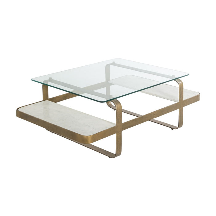 Gabby - SCH-170365 - Coffee Table - Winnipeg - Forged Champagne|Ivory Marble|Tempered Glass