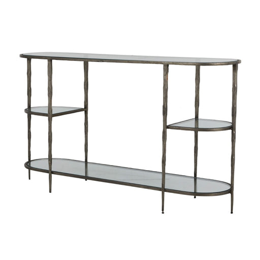 Wyeth Console Table Antique Nickel|Tempered Glass