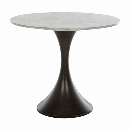 Cortez Bistro Table White & Gold Flecked Marble|Burnished Bronze