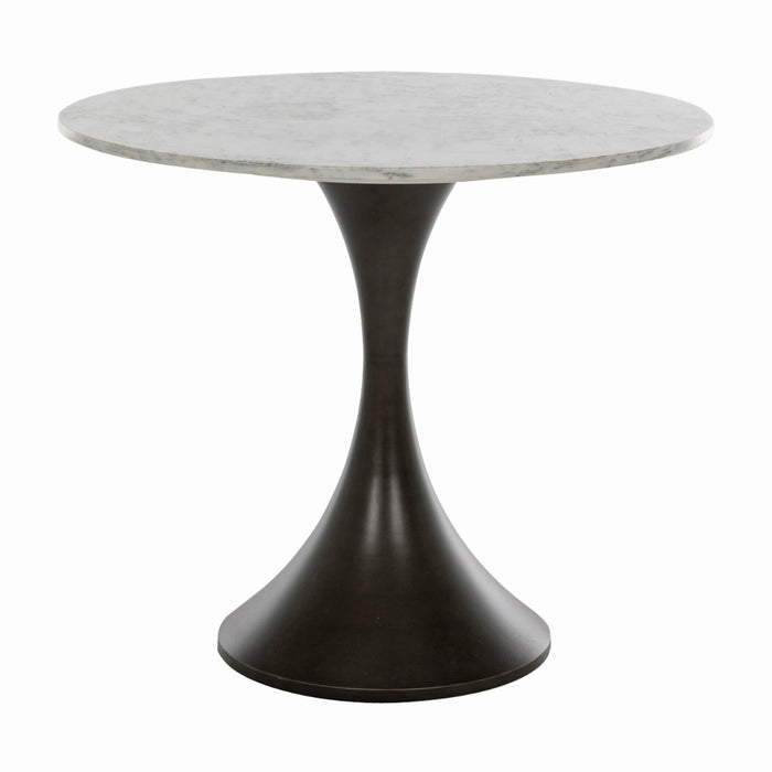 Gabby - SCH-170420 - Bistro Table - Cortez - White & Gold Flecked Marble|Burnished Bronze
