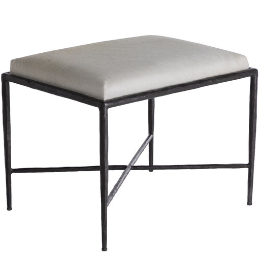 Devoe Stool Natural Ivory Hide|Gunmetal Bronze