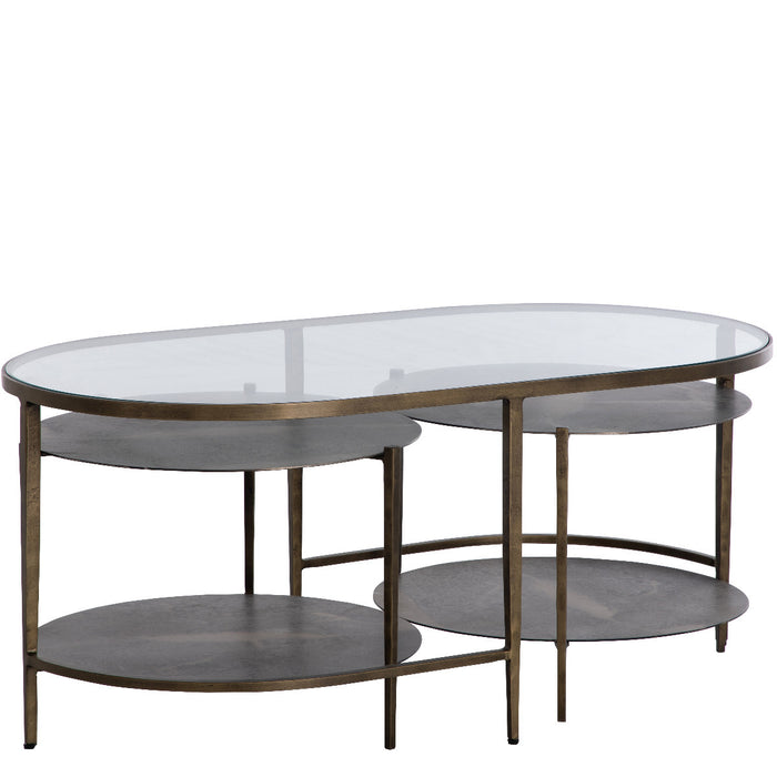 Gabby - SCH-175097 - Coffee Table - Northampton - Forged Champagne|Mercury Silver Metal|Tempered Glass
