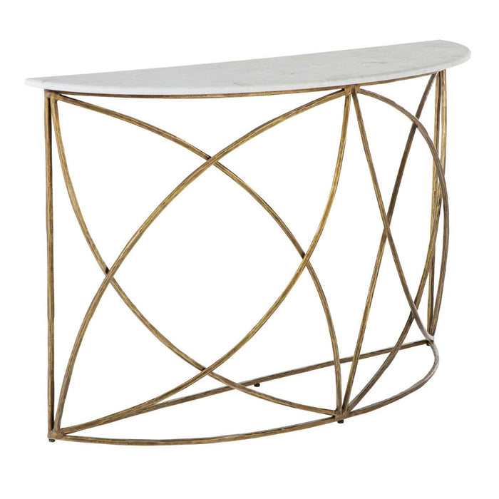 Gabby - SCH-175109 - Console Table - Wayland - Antique Aged Brass|White Banswara Marble