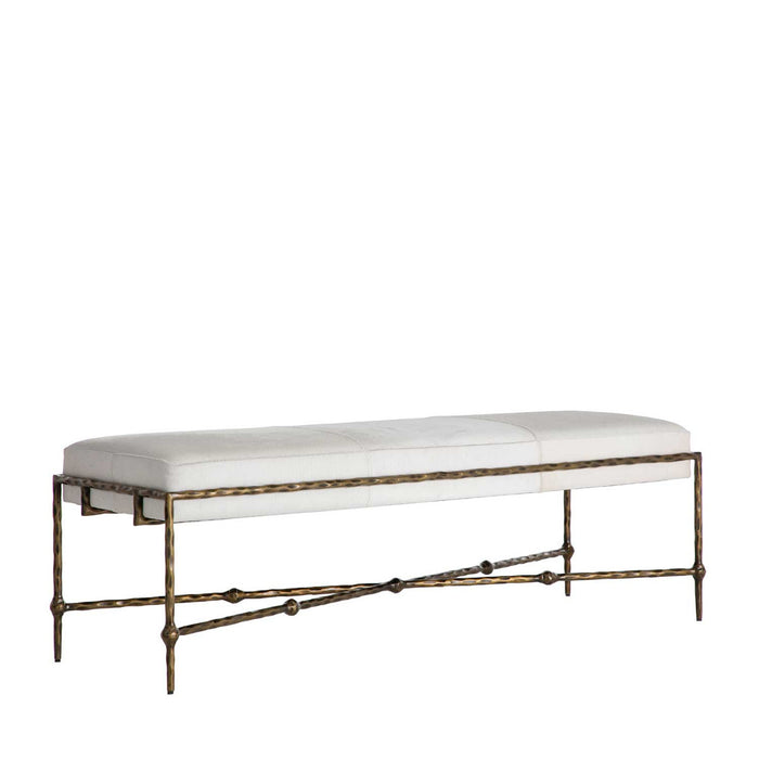 Gabby - SCH-175122 - Bench - Lambeth - Antique Aged Brass|Natural Ivory Hide