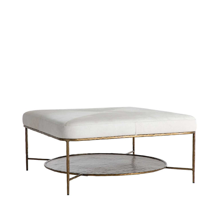 Gabby - SCH-175123 - Ottoman - Laurie - Antique Aged Brass|Natural Ivory Hide