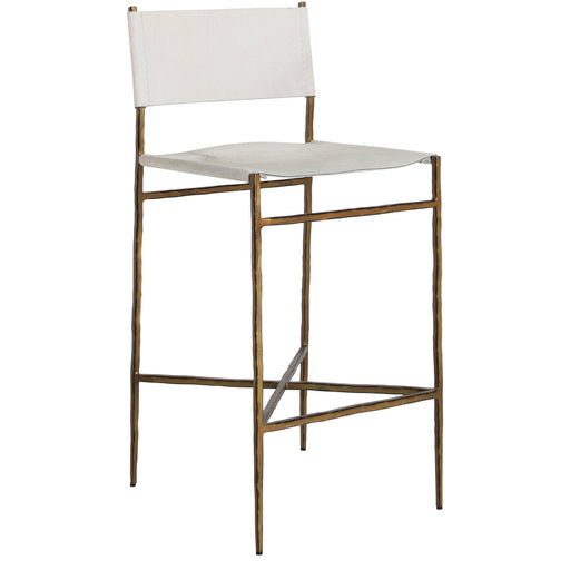 Landon Bar Stool Antique Aged Brass|Natural Ivory Hide