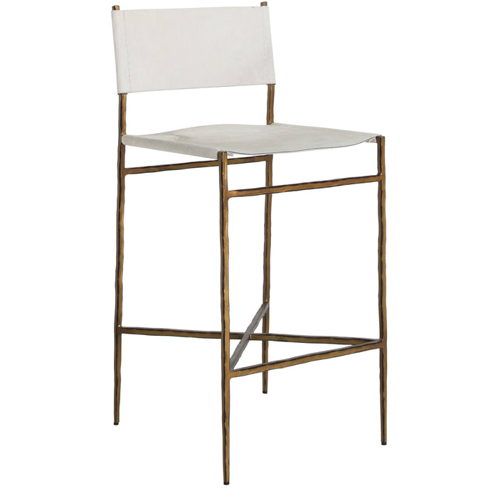 Gabby - SCH-175163 - Bar Stool - Landon - Antique Aged Brass|Natural Ivory Hide