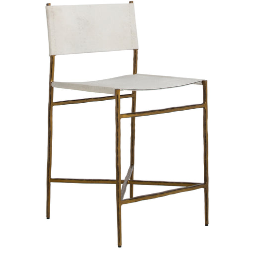 Landon Counter Stool Antique Aged Brass|Natural Ivory Hide