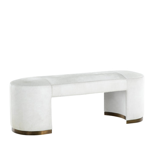 Lucius Bench Antique Brass|Natural Ivory Hide
