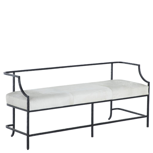 Victor Bench Flat Black|Natural Ivory Hide