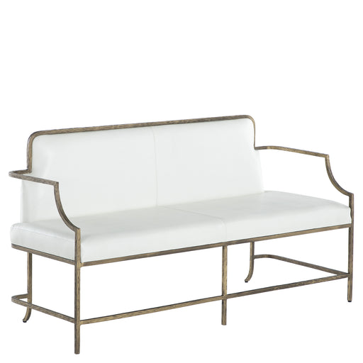 Vanderbilt Bench Forged Warm Champagne|Cloud White Leather