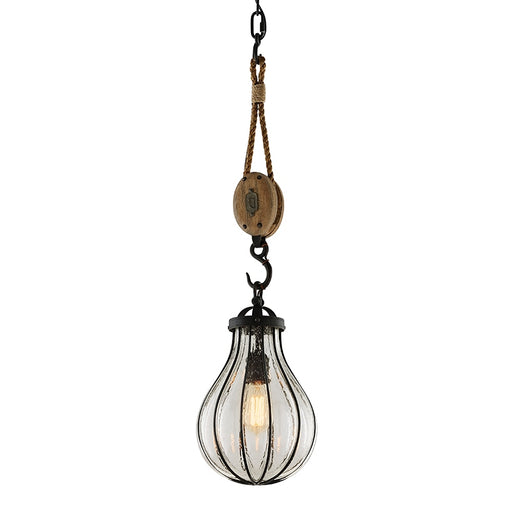 Murphy One Light Pendant Vintage Iron With Rustic Wood