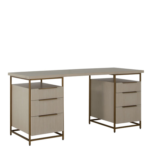 Rowen Desk Sesame White|Brushed Brass