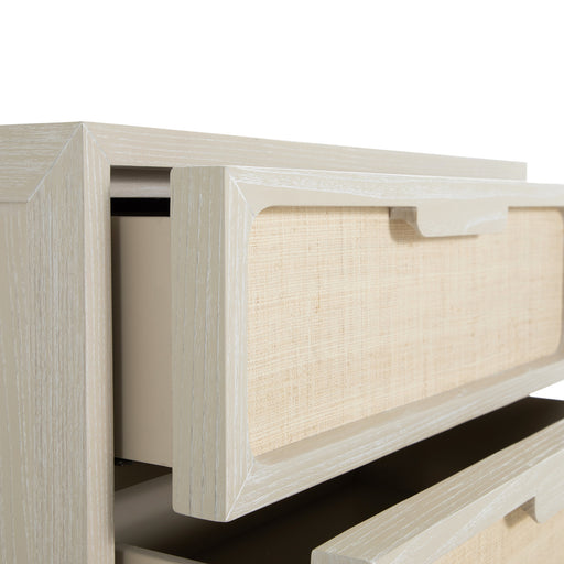 Serini Nightstand Cerused White|Natural Seagrass