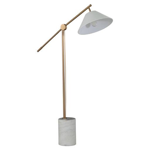 Estelle One Light Floor Lamp Brass|White Linen