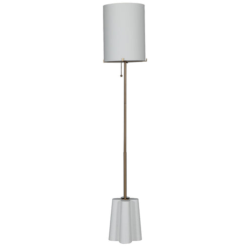 Florence One Light Floor Lamp Brushed Brass|White Linen