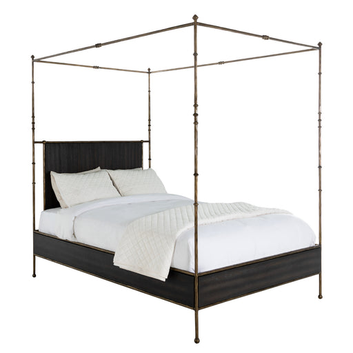 Reese Queen Bed Cerused Forest Black|Dark Antique Brass