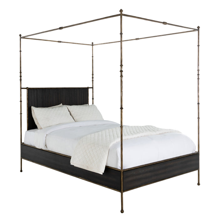 Gabby - SCH-175599 - Queen Bed - Reese - Cerused Forest Black|Dark Antique Brass