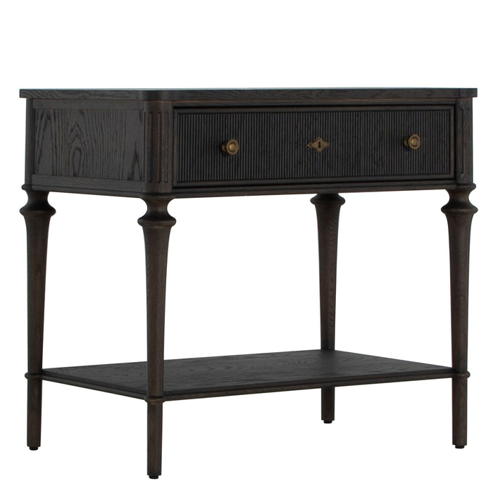 Gabby - SCH-175641 - Nightstand - Andrea - Dark Stained Oak|Antique Brass|Brown Stained Oak