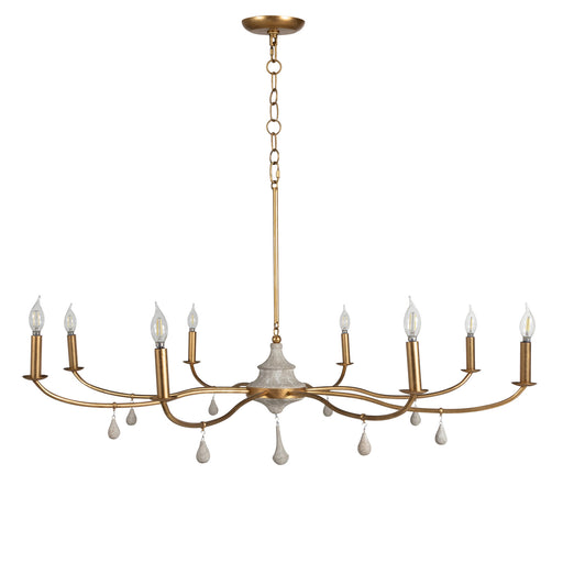 Loretta Eight Light Chandelier Distressed Ivory|Vintage Gold