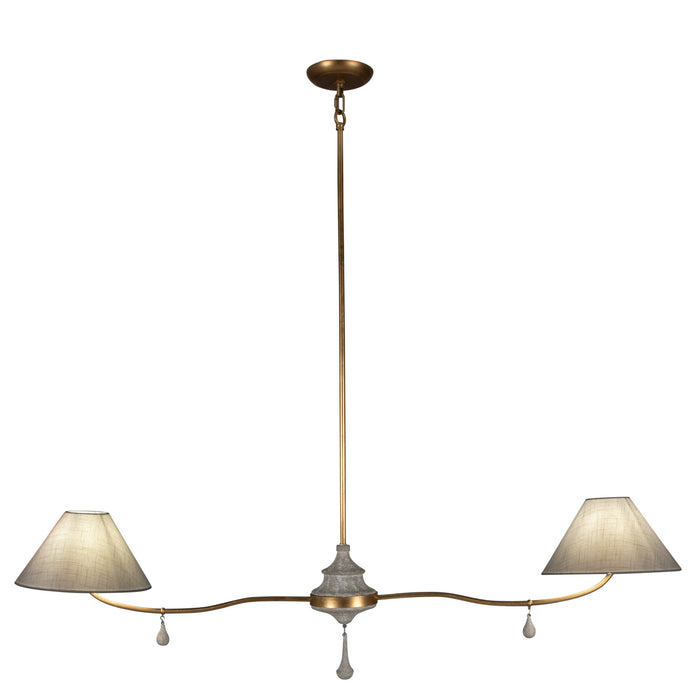 Gabby - SCH-175659 - Two Light Linear Chandelier - Loretta - Distressed Ivory|Vintage Gold
