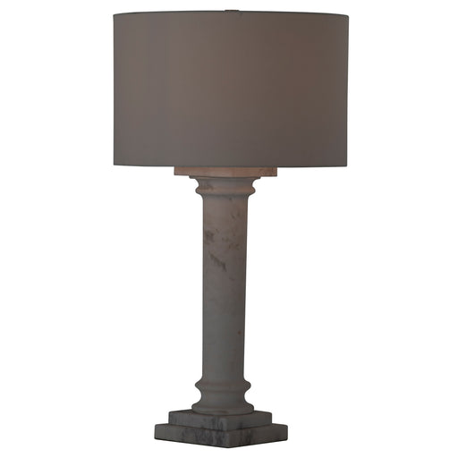 Zeno One Light Table Lamp Brushed Antique Brass|White Linen