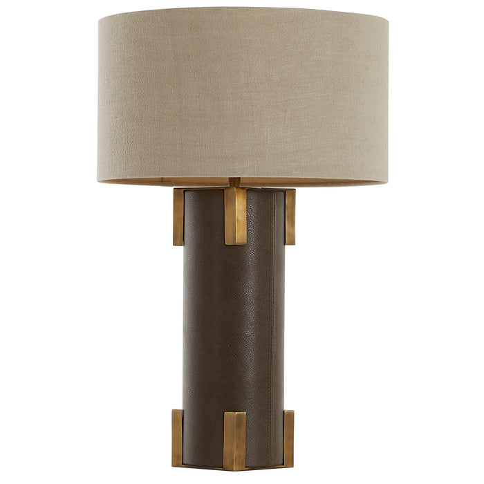 Gabby - SCH-175731 - One Light Table Lamp - Bronx - Brushed Antique Brass|Dark Brown Leather|Beige Linen